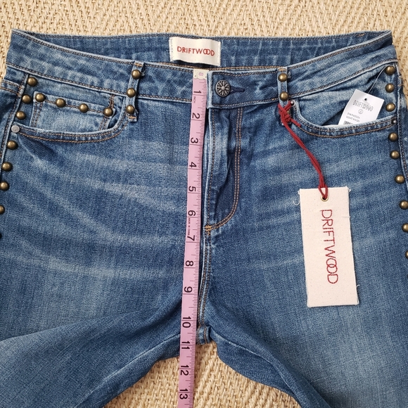 DRIFTWOOD Isabel Gold Studded Raw Hem Bell Bottoms Size 29 - Picture 6 of 8